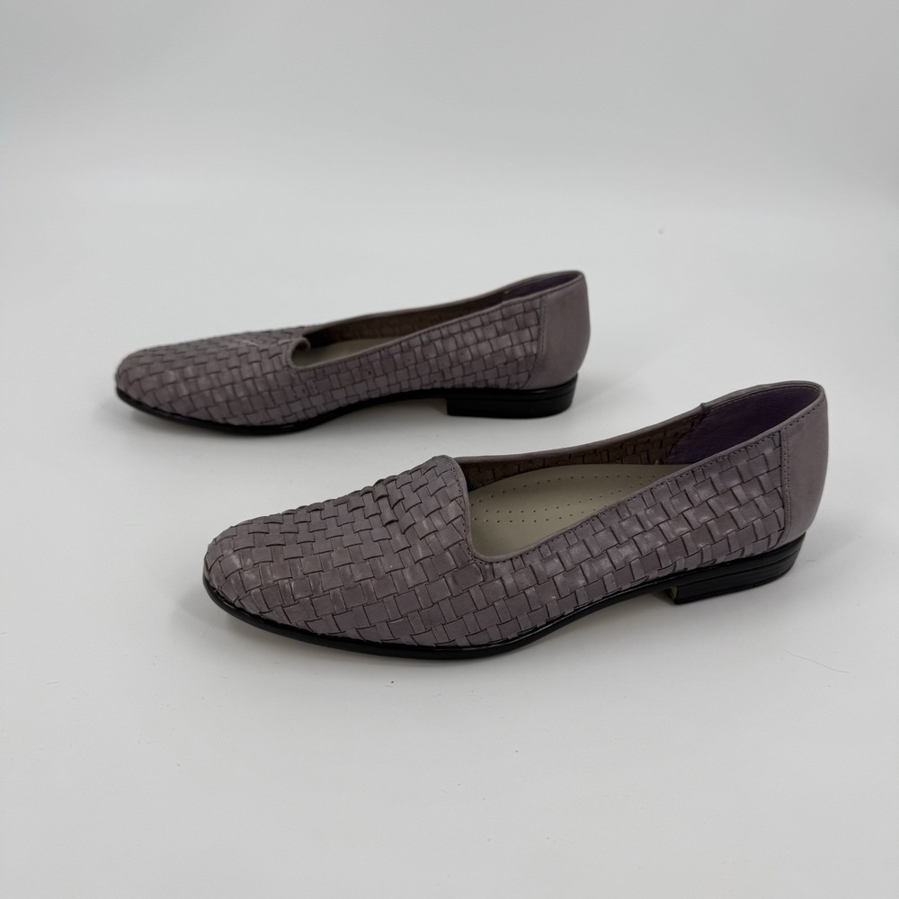 Trotters Women's 8 Woven Leather Loafers Purple Mauve Slip On Flats